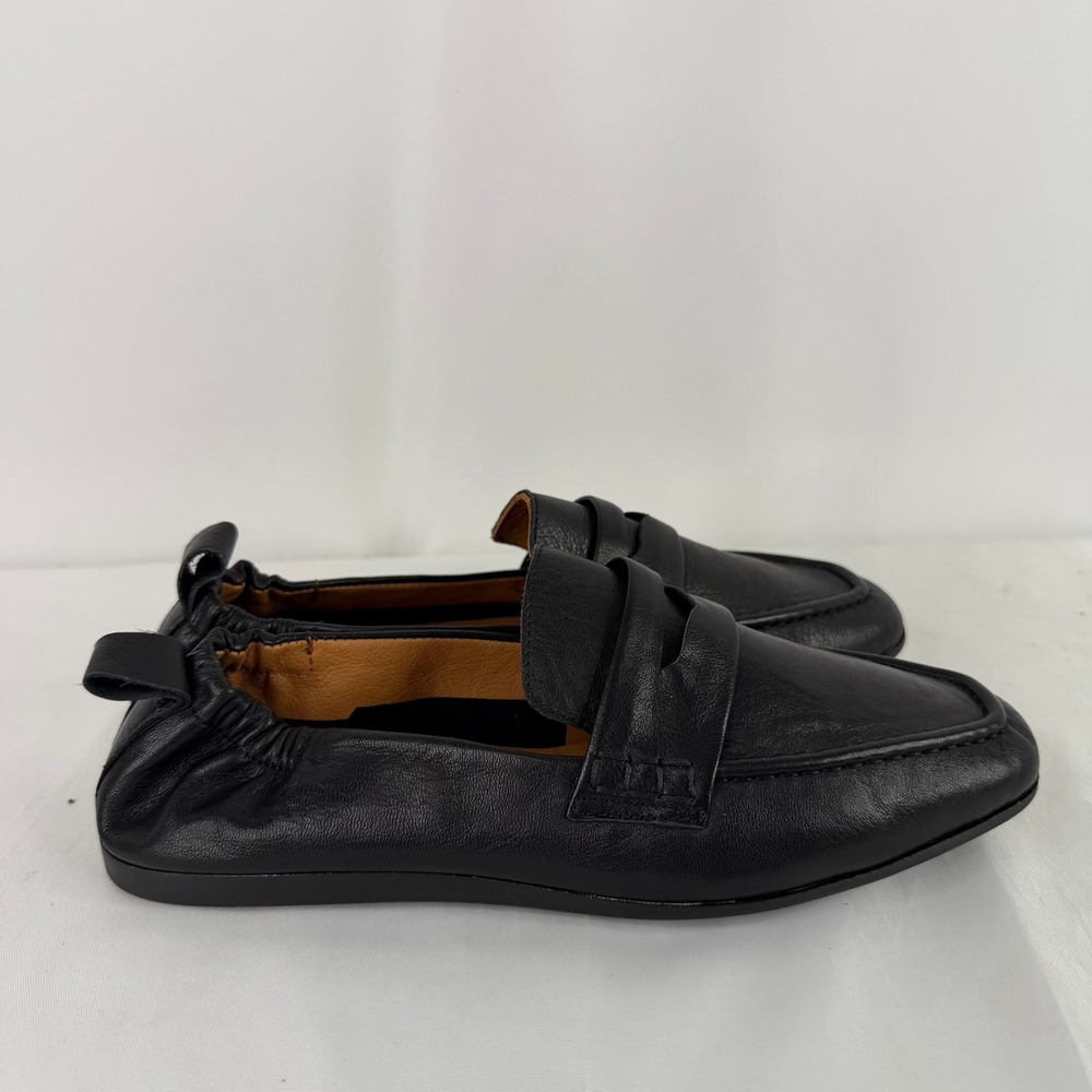 Miz Mooz Geeana Black Leather Penny Loafers Elastic Heel Flats Size 38 - Picture 6 of 8